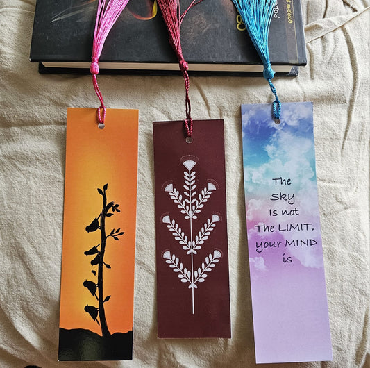 Set of 3 Artistic Bookmarks with Tassels